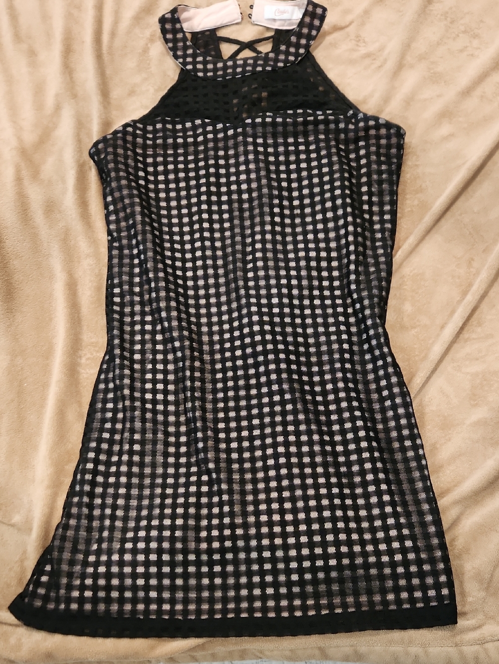 Stylish Halter Dress - Black & Cream